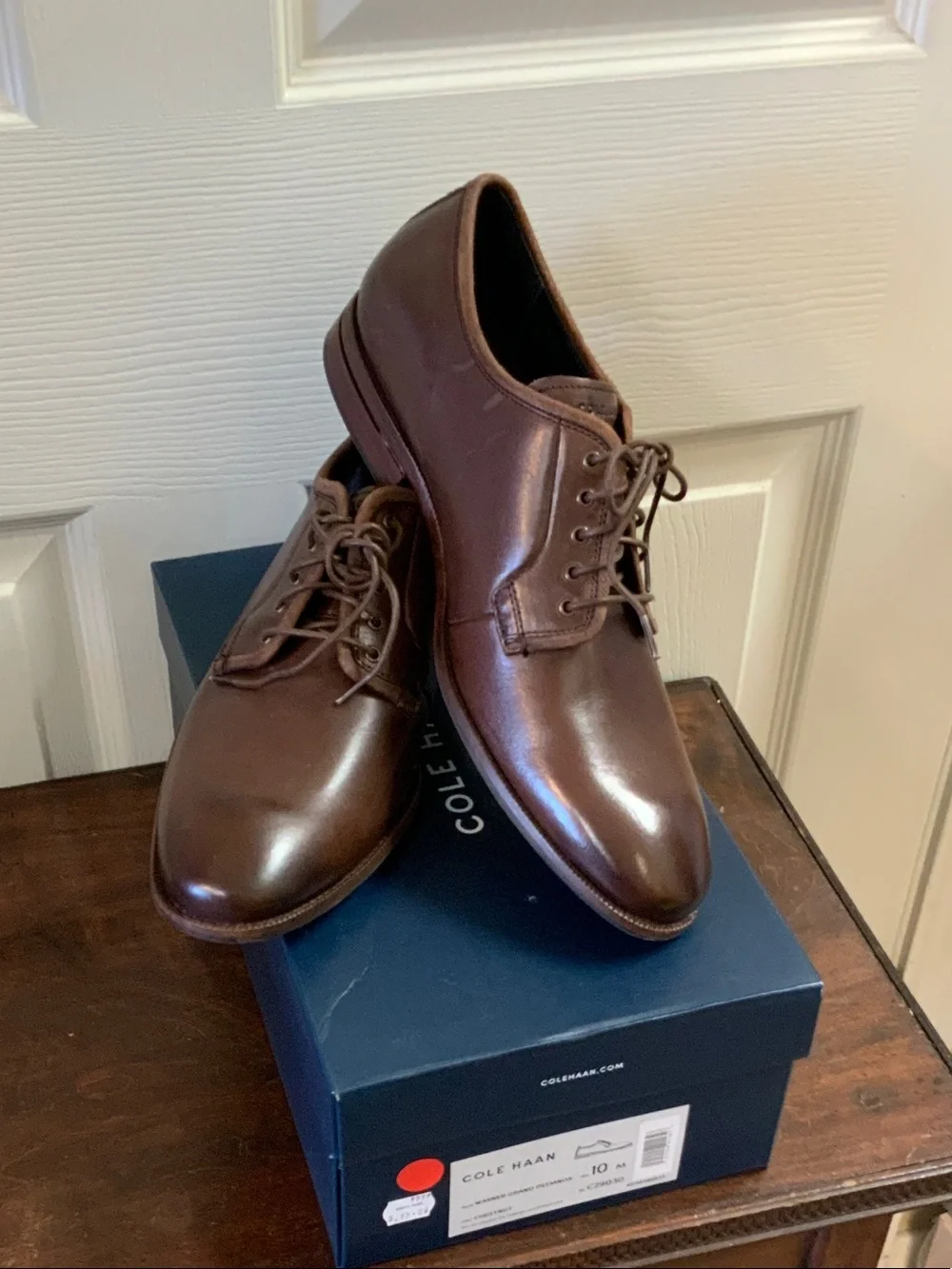Cole Haan Men's Brown Leather Oxford Lace-Ups